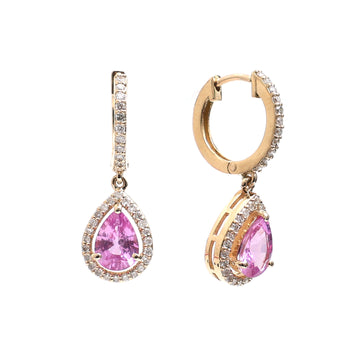 Pink sapphire Pear Diamond Mini Earrings