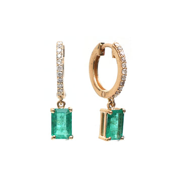 Emerald Octogen Mini Huggies Earrings