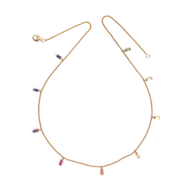 Rainbow Sapphire Baguette Necklace