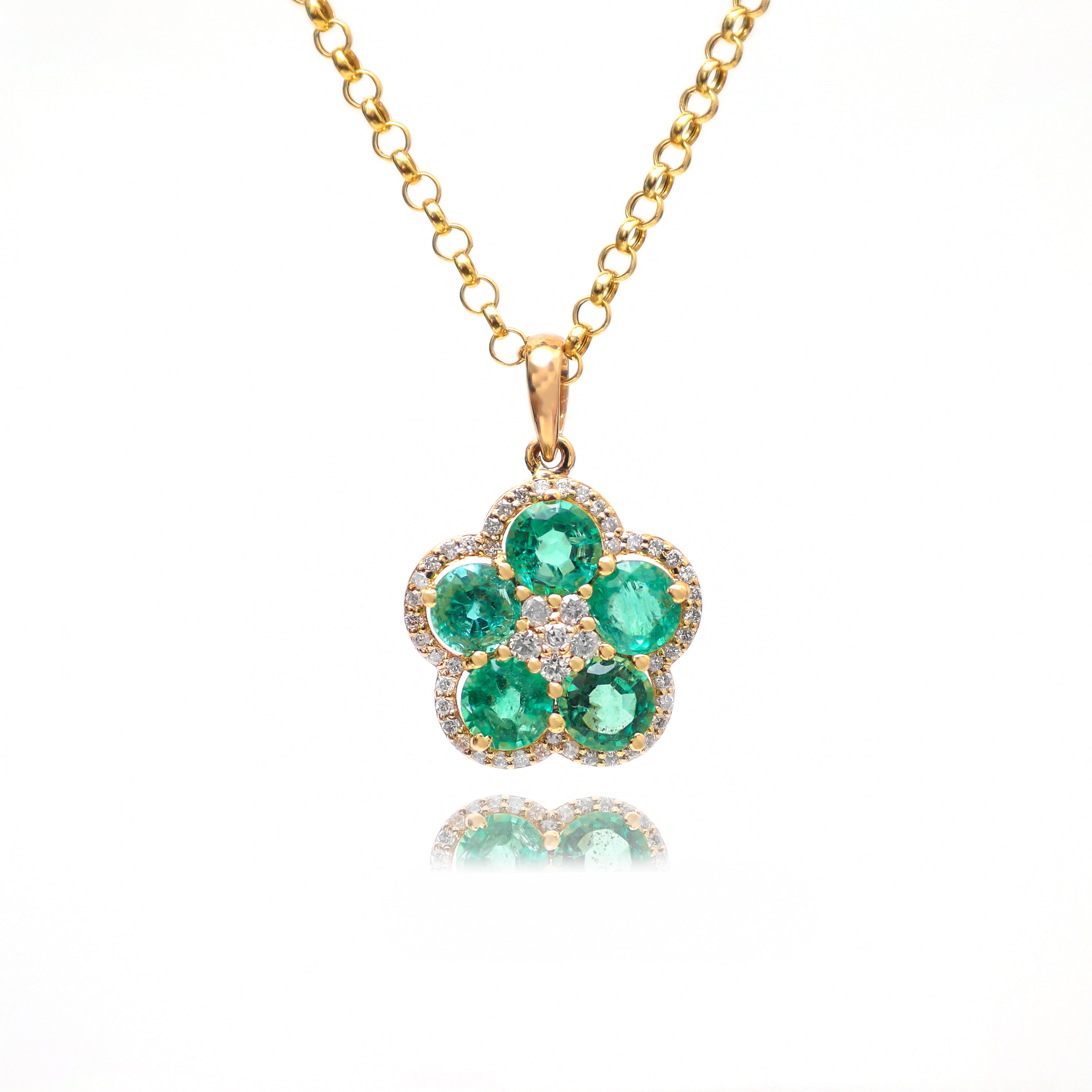 Real emerald newest 14k floral pendant