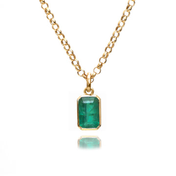 Emerald Octagon Bezel Set Necklace