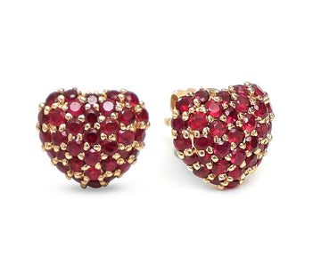 Ruby Heart Pave Studs