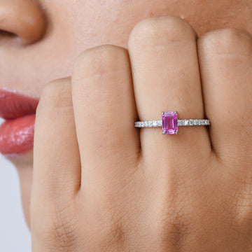 Pink Sapphire Octagon Diamond Ring