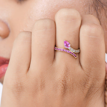 Pink Sapphire Pear Diamond Bypass Ring