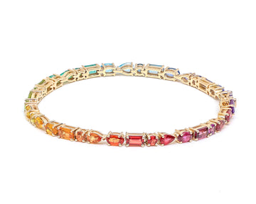 Rainbow Gemstone Mix Shape Tennis Bracelet