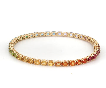 Rainbow Gemstone Oval Tennis Bracelet