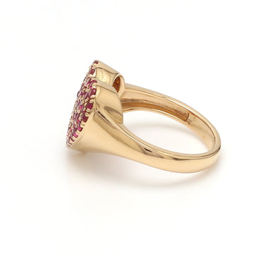 Ruby Round Cut Heart Shape Signet Ring Gold