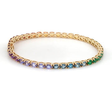 Rainbow Gemstone Oval Tennis Bracelet