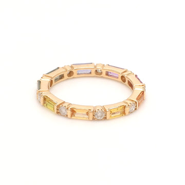 Rainbow Sapphire Baguette Diamond Alternate Ring