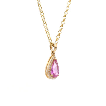 Pink Sapphire Pear Charm Pendant