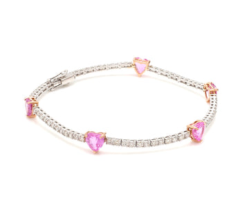 Pink Sapphire Heart Diamond Bracelet