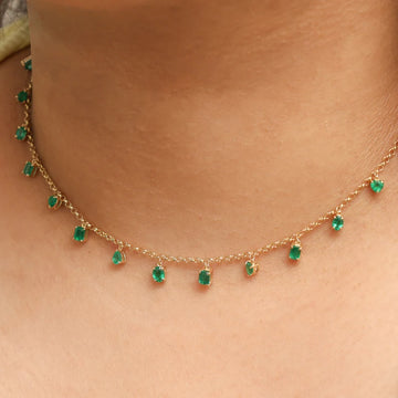 Emerald Mix Shape Link Chain Necklace