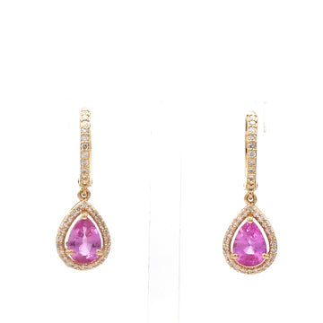 Pink sapphire Pear Diamond Mini Earrings