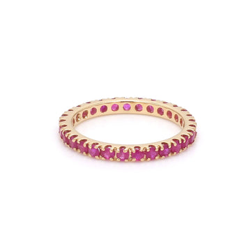 Pink Sapphire Round Thin Band Ring