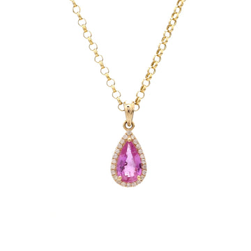 Pink Sapphire Pear Charm Pendant