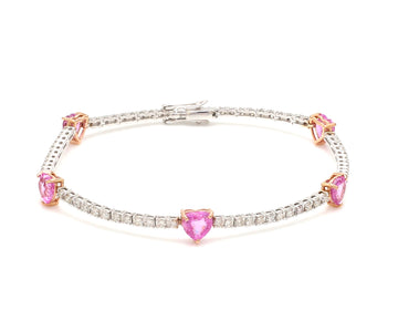 Pink Sapphire Heart Diamond Bracelet