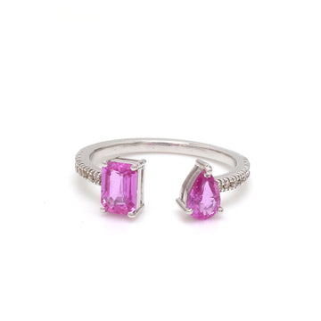 Pink Sapphire Octagon and Pear Open Ring