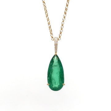 Emerald Pear and Diamond Necklace