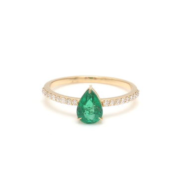 Emerald Pear Solitaire Diamond Ring