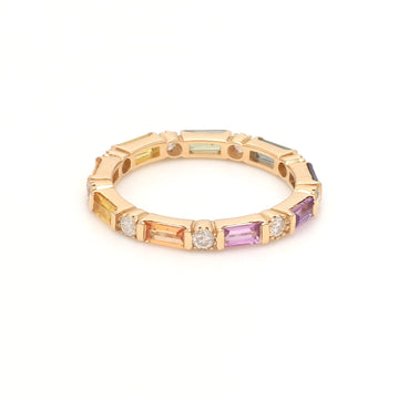 Rainbow Sapphire Baguette Diamond Alternate Ring