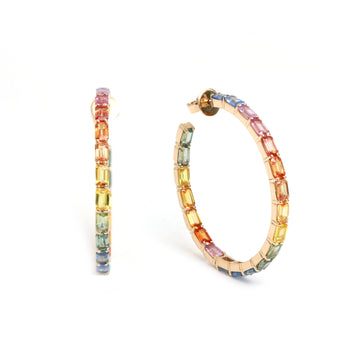 Rainbow Sapphire 45MM Hoops