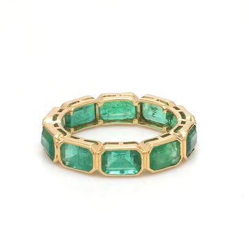 Emerald Octagon Horizontal Bezel Set Ring