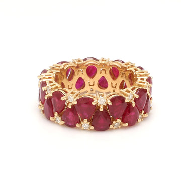 Ruby Pear and Diamond Ring