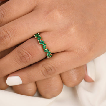 Emerald Pear Zig Zag Ring