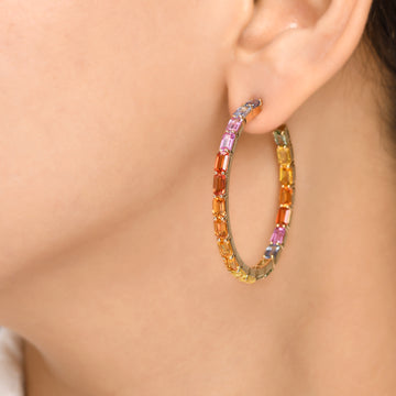 Rainbow Sapphire 45MM Hoops