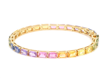 Rainbow Sapphire Big Emerald Cut Bracelet