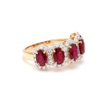 Ruby Oval Diamond Five Stone Ring