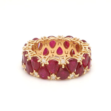 Ruby Pear and Diamond Ring