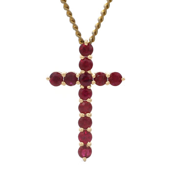 Ruby Round Cross Pendant