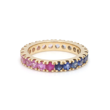 Blue Pink Sapphire Ombre Ring