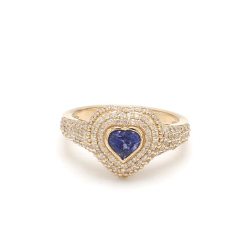 Blue Sapphire Heart Pinky Ring