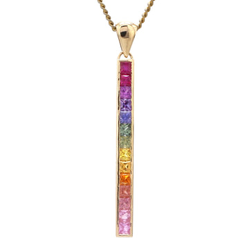 Rainbow Sapphire Vertical Bar Pendant